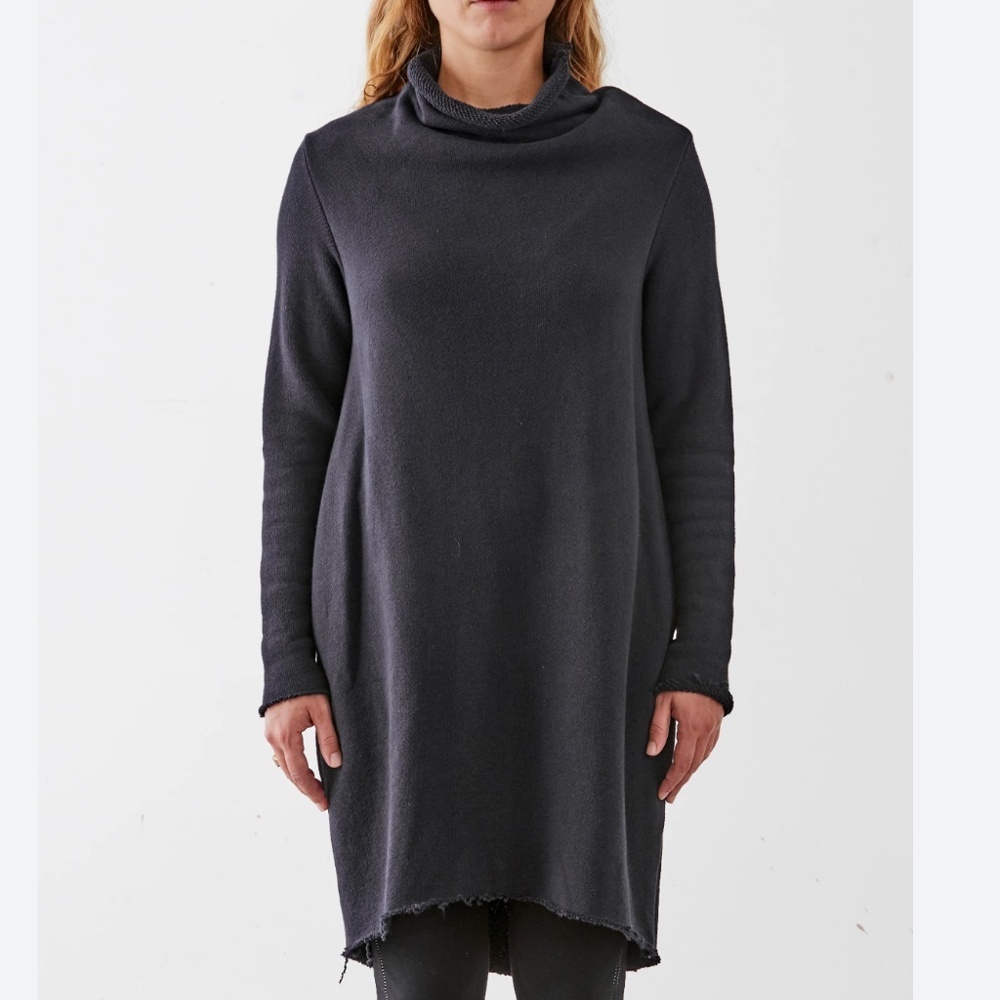 Véronique Miljikovitch Mini Dress/Tunic Wanda Raw stitches Black Sz S Oversized
